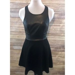 Forever 21 Black Faux Leather Skater Dress, XS
